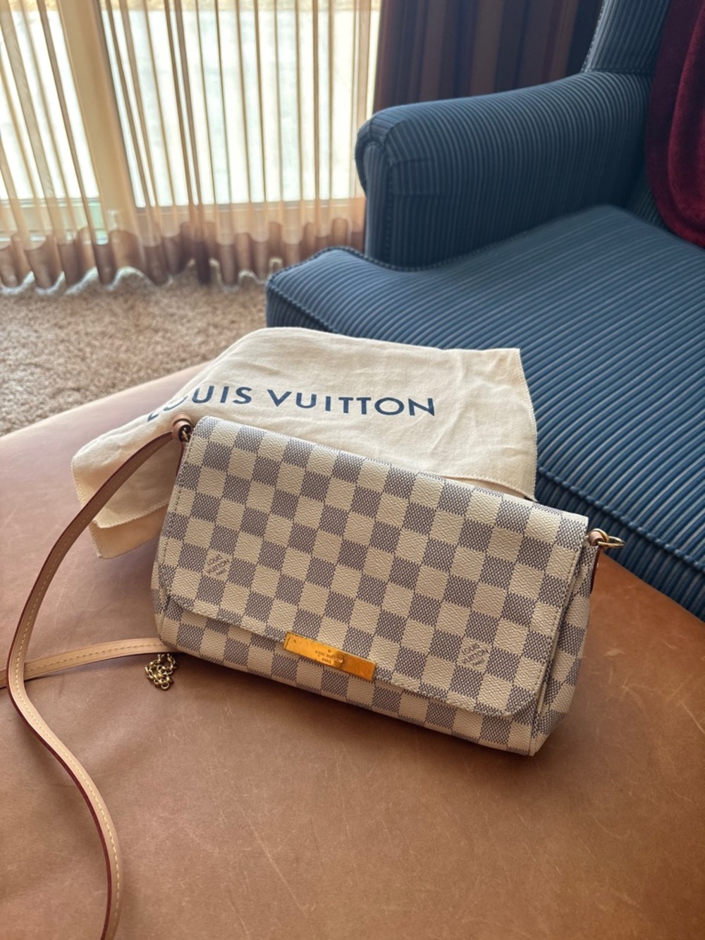 Louis Vuitton Damier Azur Crossbody Bag in White and Light Blue